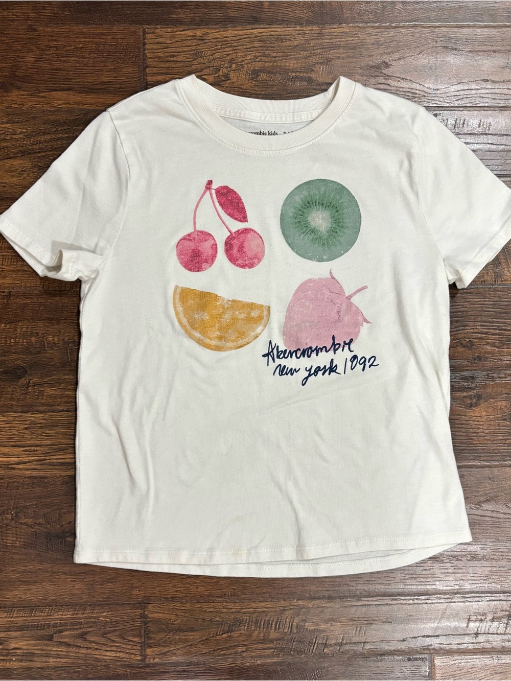 abercrombie kids White Short Sleeve Fruit Graphic Tee